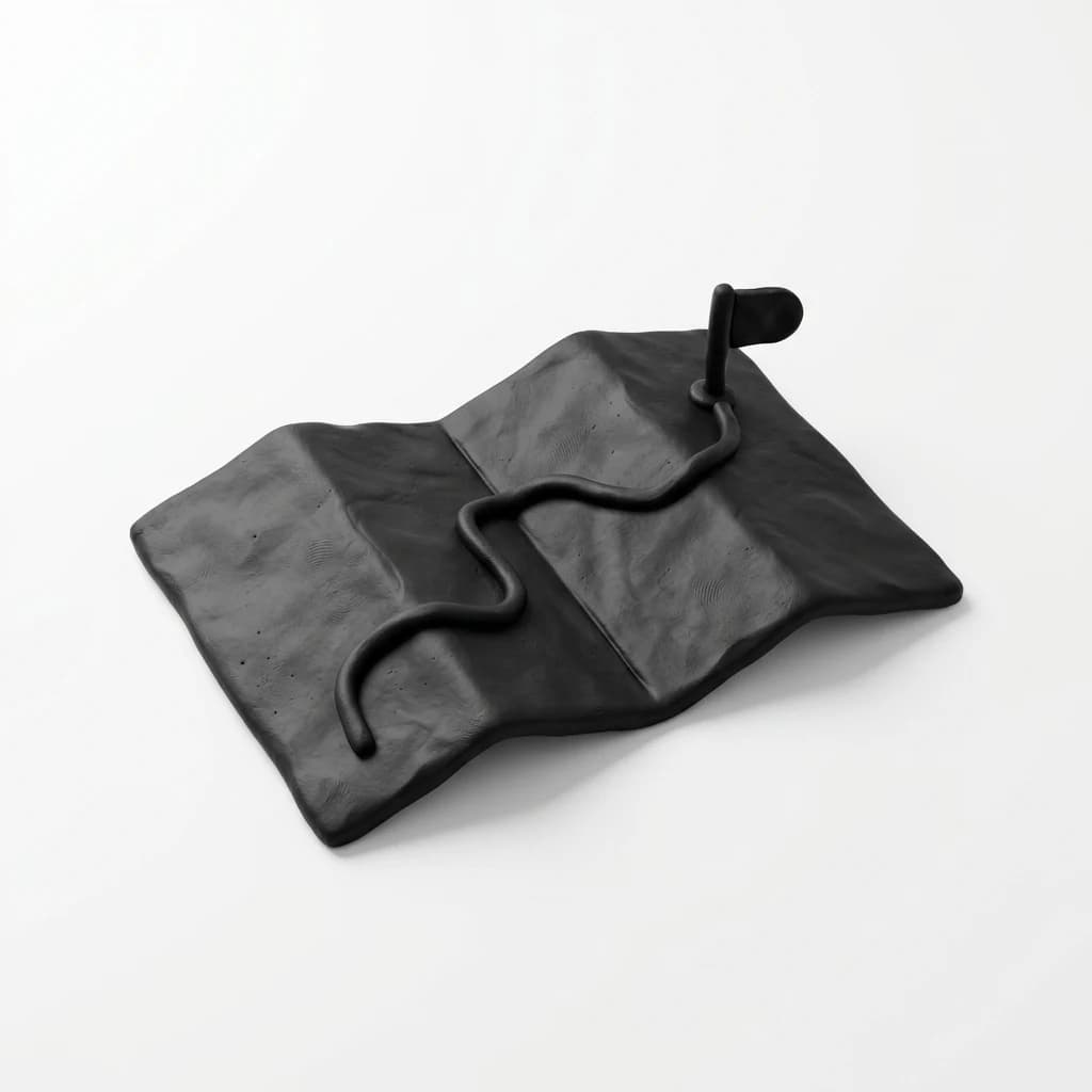A black clay compass, a metaphor for strategy and planning