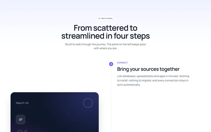 Sticky scroll steps