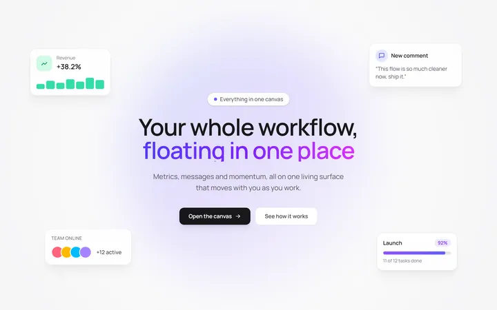 Floating UI Cards Hero with Mouse Parallax