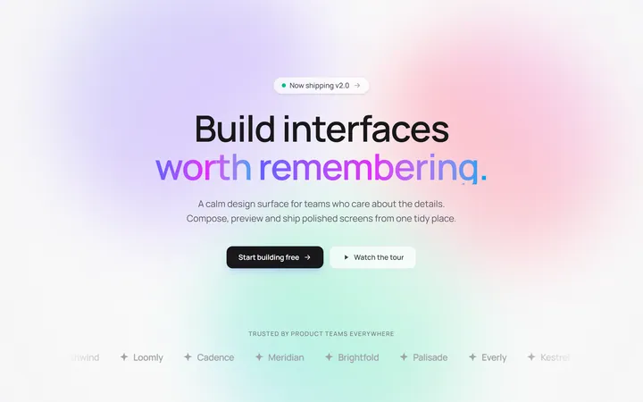 Gradient Mesh Hero with Staggered Text Reveal