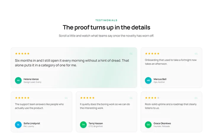 Staggered Reveal Testimonial Grid