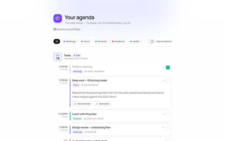 Calendar Agenda