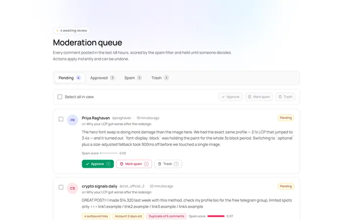 Comments Moderation