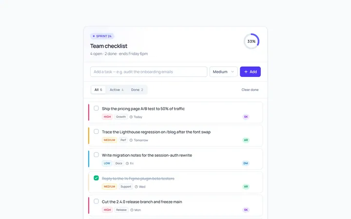 Dashboard Tasks