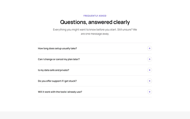 Single Column FAQ Accordion