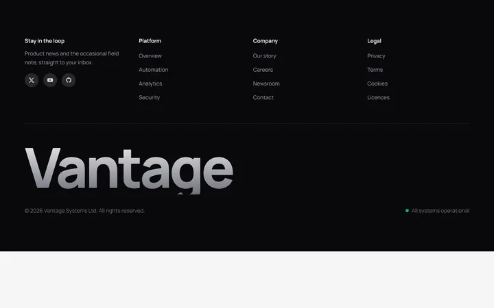 Dark Footer With Oversized Brand