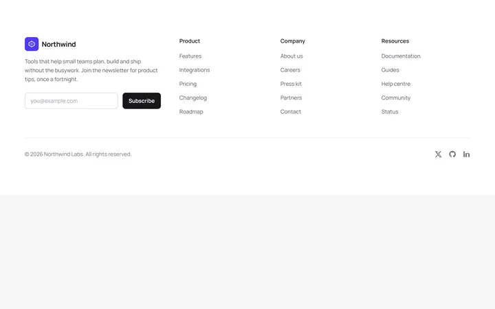 Multi Column Footer With Newsletter