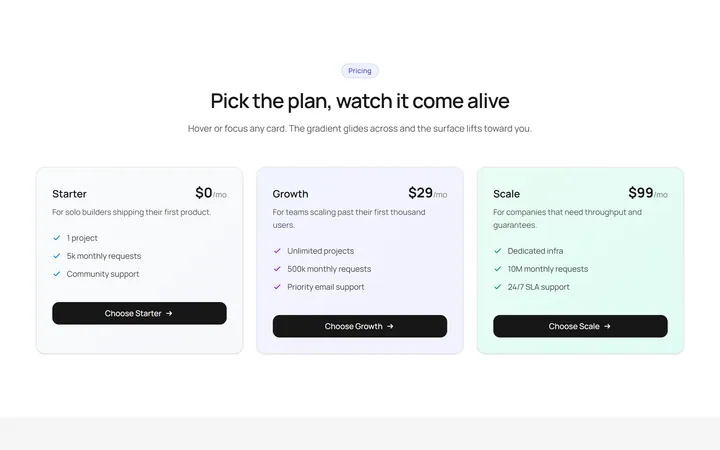 Card Gradient Shift Hover Effect