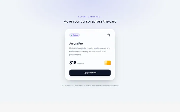 Card Tilt Hover Effect