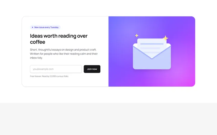 Split Newsletter With Illustration