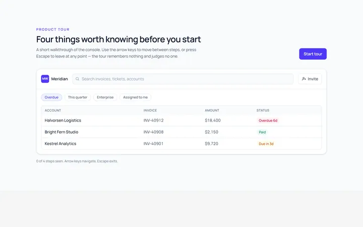 Onboarding Tooltip Tour