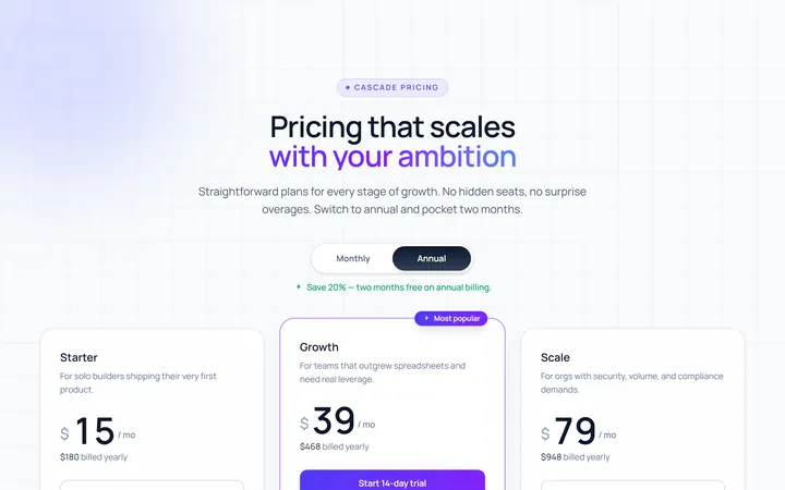 Toggle Annual Pricing