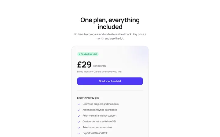 Single Plan Pricing Card