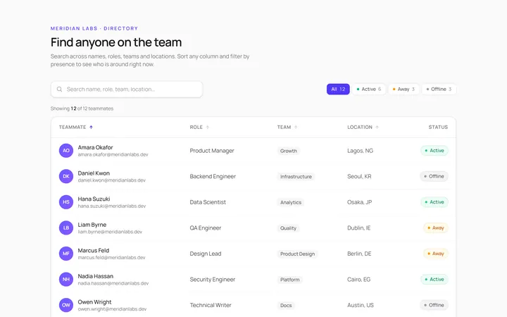 Search Table
