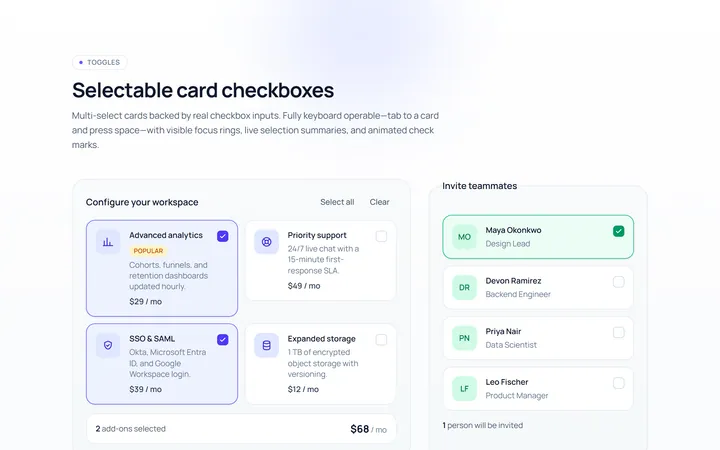 Checkbox Card Toggle