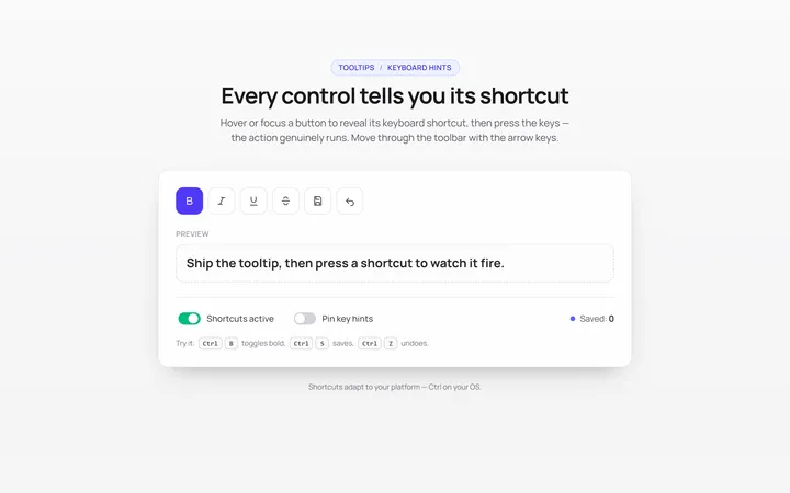 Keyboard Hint Tooltip