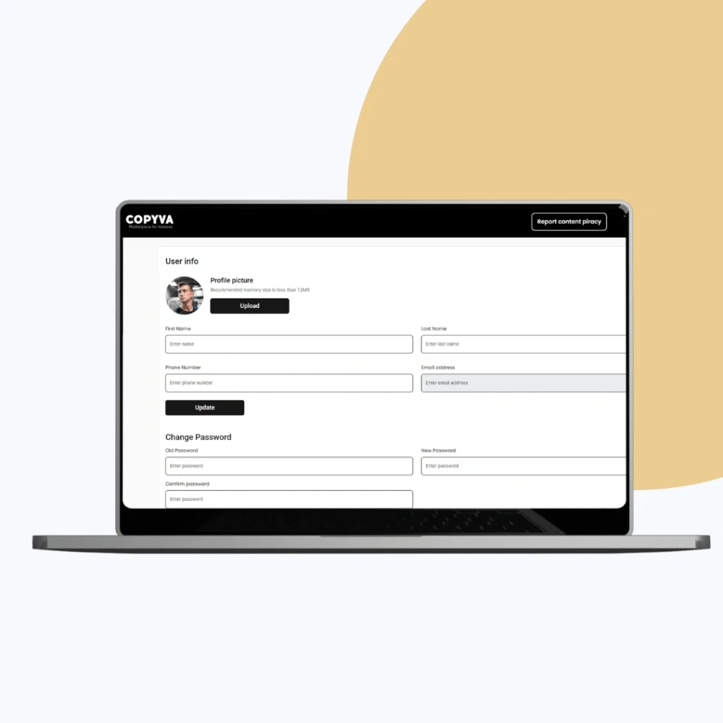 Copyva - Profile page