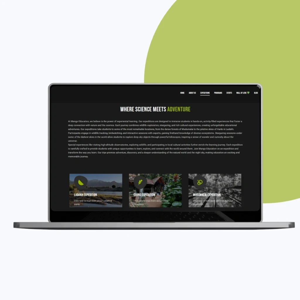 Mango Education - Expedition page