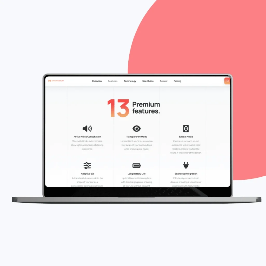 Zenwave - Features section